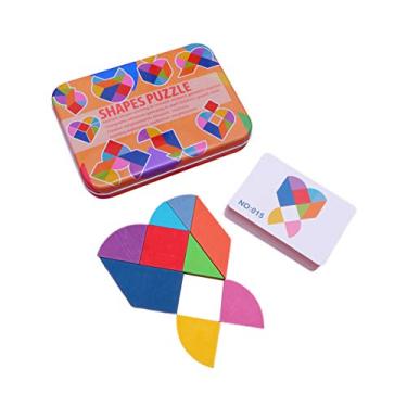 Imagem de Toyvian Quebra-cabeça Montessori Tangram Portátil de Madeira Para Crianças Adultos (Coração)