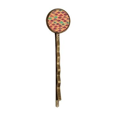 Imagem de Chapinha de cabelo retrô de metal com grades de cores quentes