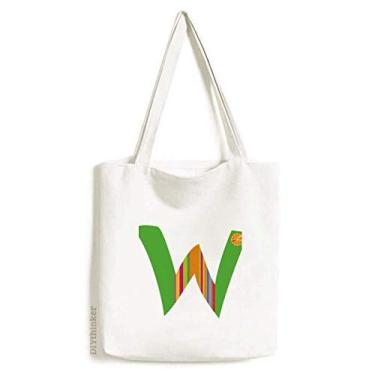 Imagem de W alfabeto bolsa de lona com estampa de frutas laranja bolsa de compras casual