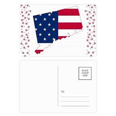 Imagem de Connectic Mapa dos EUA Estrelas Tripes Bandeira Formato Natal Flor Celebração Cartão Postal Cartão Bênção