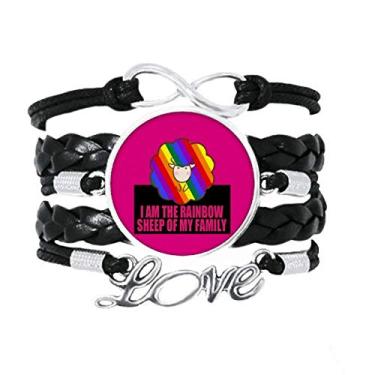 Imagem de OFFbb-USA Pulseira "I Am The Rainbow Sheep of My Family" com pulseira de couro torcido para presente