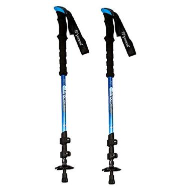 Imagem de N/H Pacote com 2 bastões de caminhada, dobráveis e ajustáveis com sistema de trava rápida, fibra de carbono super forte e ultraleve para acampamento, mochilão, escalada