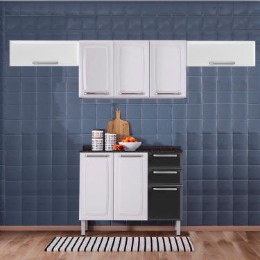 Imagem de Cozinha Itatiaia Luce com Armários Aéreos e Balcão 2 Gavetas 8 Portas Preto / Branco