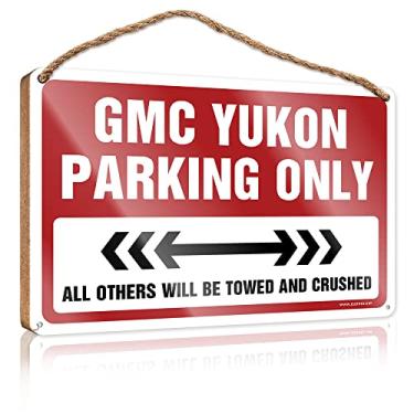 Imagem de Funny Man Cave Signs Gmc Yukon Estacionamento Apenas Placa de Madeira Sinais de Porta de Escritório Engraçados Sinal de Escritório Para Porta Madeira (Tamanho: 15X28CM)