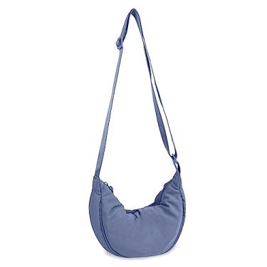 Imagem de Bolsa tiracolo de nylon, crescente, bolsas masculinas e femininas modernas, bolsa transversal pequena, estilo Hobo, Lago azul, Small, 1