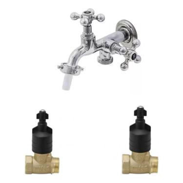 Imagem de Kit 2 Base Registro Pressão Kit 1 Torneira Maquina C33 Metal