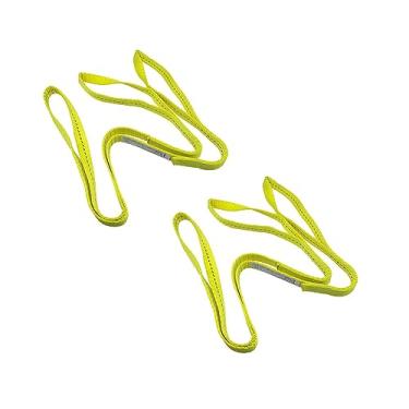 Imagem de Indusafe Pacote com 2 tiras de elevação de 2,54 cm x 2,5 m, capacidade de 1,45 kg, estilingue de levantamento de rede para serviço pesado, alça de recuperação para árvore e guincho