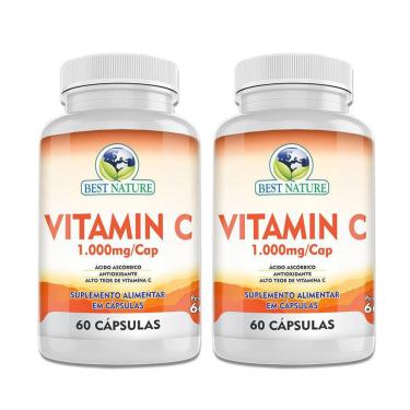 Imagem de Vitamina C 1000Mg 60 Caps Vegana Acido Ascobico Puro Best Nature