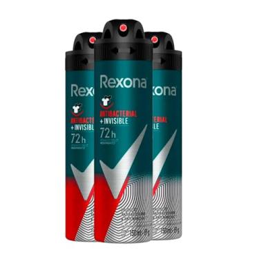 Imagem de Kit Desodorante Aerosol Rexona Antibacterial+Invisible Men 150ml - 3 Unidades