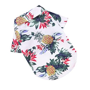 Imagem de verão para animais estimação | Camiseta polo floral respirável no estilo Havaí - Roupa fresca respirável praia litorânea filhote camisa, moletom para filhotes pequenos, médios Nanyaciv