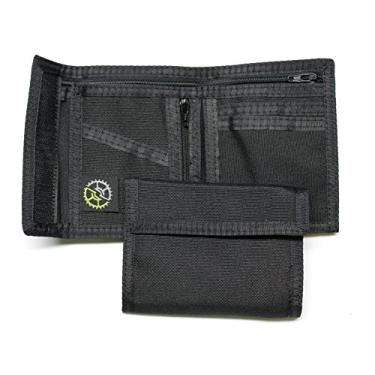 Imagem de Carteira dobrável de nylon com bolso para moedas com zíper, Preto, One Size, Carteira dobrável