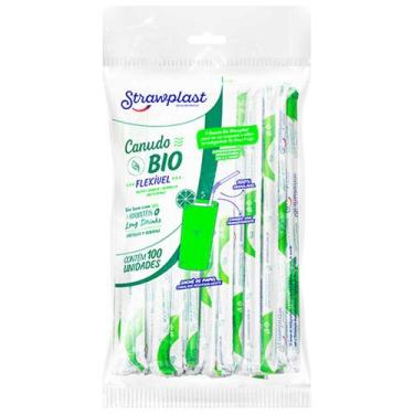 Imagem de Canudo Biodegradável Flexível Sachê Strawplast 100 Unidades