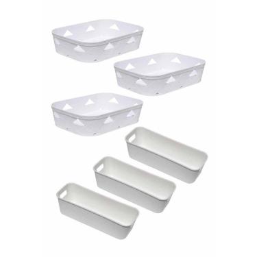 Imagem de Kit 6 Organizador Multiuso Branco Gaveta Armário 2 Tamanhos