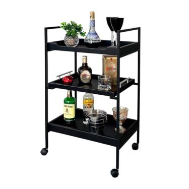 Imagem de Carrinho Bar Aparador Bebidas Decoração Copos Sala Estar Adega Barzinho Para Servir Cantinho Café Chá Adega Cor:Borda Pr