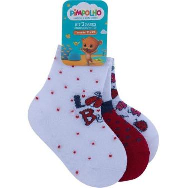 Imagem de Kit Meia Estampada C/3 Pares Feminina 21-25 Pimpolho Tamanho:21-25;Cor:Rosa-claro