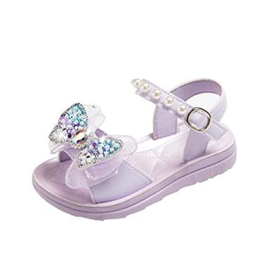 Imagem de Sandálias para meninas pequenas, sandálias de sola macia, sandálias de princesa para meninas, primeira sandália para meninas, Roxo, 1.5 Big Kid