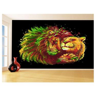 Imagem de Papel De Parede 3D Animais Leão Família Casal 3,5M Anm537
