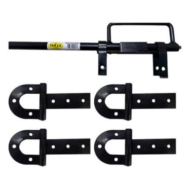 Imagem de Dobradiça De Porteira 250mm 4un + Tranca Met Forjada Tarza