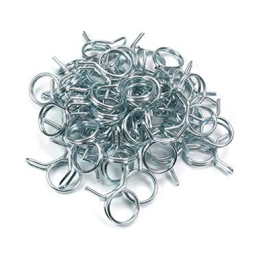 Imagem de Bettomshin 50 peças braçadeira de mangueira de mola de fio duplo 16 mm motocicleta ATV linha de combustível tubo de mangueira de silicone clipes de mola zinco tom prata