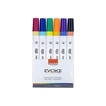 Imagem de Marcador Artístico, Dual Magic, Brw, 88113, Brush Pen, 6 Cores