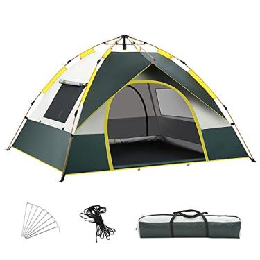 Imagem de Barraca de camping Dome para 3-4 pessoas Barraca de instalação rápida ao ar livre à prova de vento e à prova de chuva Abrigo de proteção ultravioleta com 2 portas e 2 janelas para acampamento ao ar