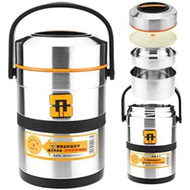 Imagem de Recipiente de alimentos a vácuo 1.8/2.6l, recipiente de alimentos frios/quentes 304 aço inoxidável à prova de vazamento lancheira para viagens escolares, camping e caminhadas, B-2.6l