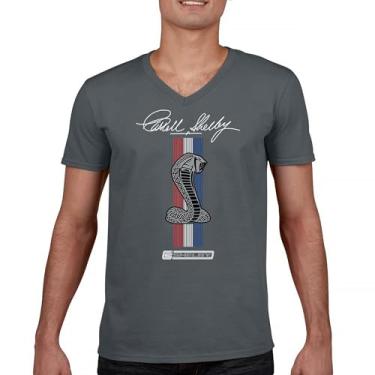 Imagem de Camiseta com logotipo Shelby Cobra gola V American Legendary Muscle Car Racing Mustang GT500 Performance Powered by Ford Tee, Carvão, XXG