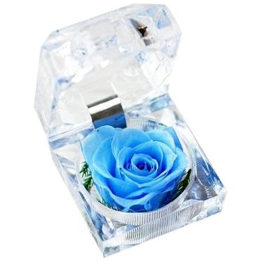 Imagem de Chewtoyo Rosa artificial decorativa com caixa de armazenamento – Flor falsa portátil rosa sintética realista