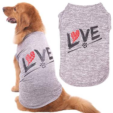 Imagem de CAISANG Camisetas para cães Love Puppy camiseta Mommy moletom/roupas para animais de estimação sem mangas colete roupas para cães camisetas femininas gola redonda, roupa legal para cães pequenos, médios e grandes roupas esportivas (Pet 3GG)