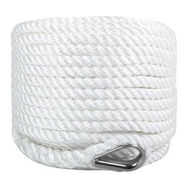 Imagem de Corda de âncora de barco 9,5 cm x 1,5 m, linha de âncora torcida de 3 fios, corda de âncora de polipropileno trançado premium para iate, veleiro, barco de pesca, ancoragem, amarração - branca