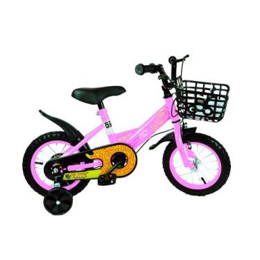 Imagem de Bicicleta Infantil Menina Aro 16 Rosa Com Rodinhas Até 60Kg - Elite
