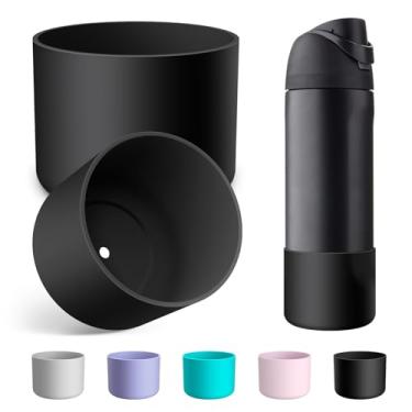 Imagem de 2 peças de capa de silicone Alwenid para garrafa de água Owala 680 ml, capa protetora antiderrapante para garrafas de água de aço inoxidável FreeSip, Twist e Flip (preto)