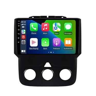 Imagem de Rádio estéreo de carro de 4 + 64 GB para Dodge Ram 1500 2500 3500 2013 2014 2015 2016 2017 2018 2019 com kit de painel de atualização manual AC, Android 14 8 núcleos, tela sensível ao toque QLED de 9
