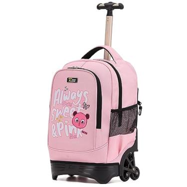Imagem de NEW TILAMI Mochila com rodas para meninos e meninas de 40/45 cm, mochila escolar para laptop, Always Sweet Pink, 18 inches, Mochilas de Viagem