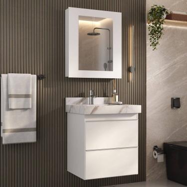 Imagem de Gabinete para Banheiro Suspenso Liso 60cm sem Lavatório Branco