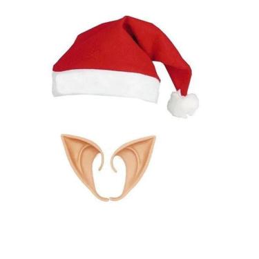 Imagem de Kit Orelhas Duende Elfo Com Gorro Papai Noel Natal