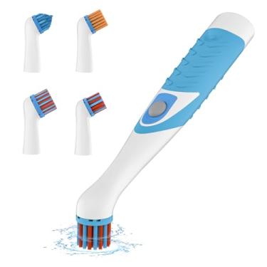 Imagem de Escova de limpeza elétrica, escova de argamassa elétrica com várias cabeças de escova 4 em 1, escova motorizada sem fio para uso interno doméstico sem fio para rejunte, canto de rejunte, banheiro,