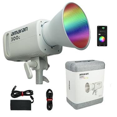 Imagem de Aputure Amaran 300C Branco, 300W RGB LED COB Luz de Vídeo CCT 2.500K a 7.500K Bowen Mount Suporte de Iluminação de Saída Contínua Controle APP