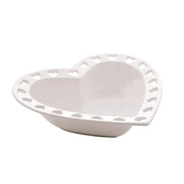 Imagem de PORTA ANÉIS DE CERÂMICA CORAÇÃO BRANCO 19,2x18,2x5cm