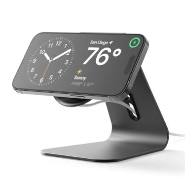 Imagem de elago Suporte de carregamento MS4 compatível com carregador MagSafe, suporte de alumínio compatível com iPhone 16/15/14/13/12 Series, compatível com modo de espera iOS17 (cabo não incluído) (preto)