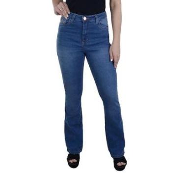 Imagem de Calça Feminina Ouzzare Jeans Flare Azul Médio - ZZ8061-Feminino