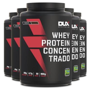 Imagem de Kit 5 Whey Protein Concentrado Dux Chocolate 900g