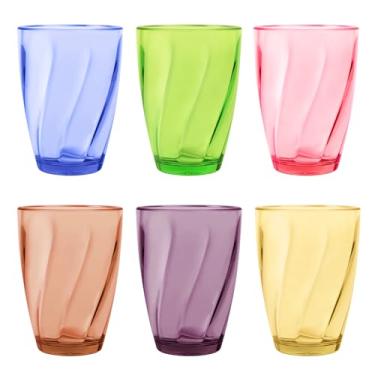 Imagem de Topsky Copos de água de plástico de 340 g | Conjunto de 4 copos transparentes inquebráveis copos de suco reutilizáveis de acrílico transparente para festa de piquenique em casa, lavável na