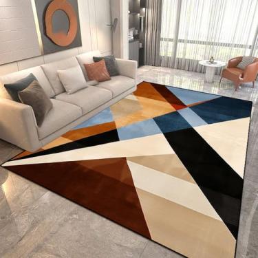 Imagem de Tapetes geométricos modernos para sala de estar, decoração luxuosa e leve para casa, tapetes grandes para quarto, tapetes macios, JH018, flanela, 5.200 x 250 cm, 78,7 x 98 pol.