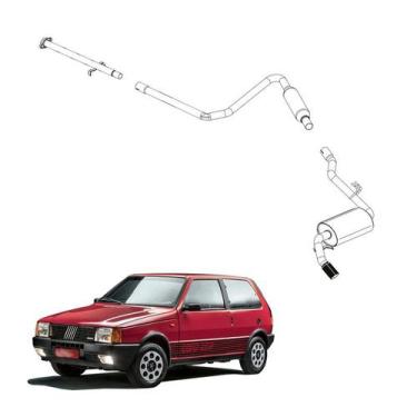 Imagem de Kit Completo Escapamento Uno 1.5 R 1987 a 1989 Ponteira Opci - Pioneir