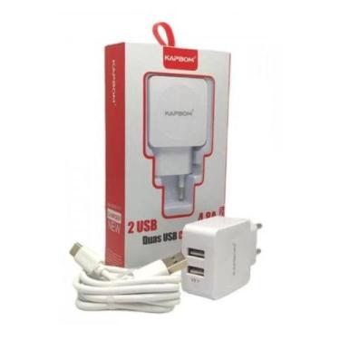 Imagem de Carregador Fonte de Tomada Rapido Tipo C 5v 5.1A Usb Duplo1m - KAPBOM