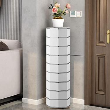 Imagem de loktch Sapateira giratória 360 torre de armazenamento giratória com portas prateleira alta fina cilíndrica de metal armário organizador para entrada quarto cubby prata 127 x 35 cm