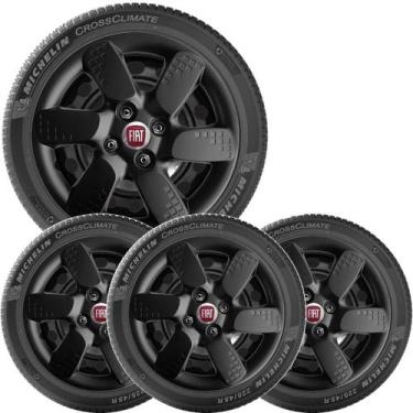 Imagem de 4x Calota FIAT UNO MILLE PALIO SIENA Aro 13 Preto 095cb - Grid