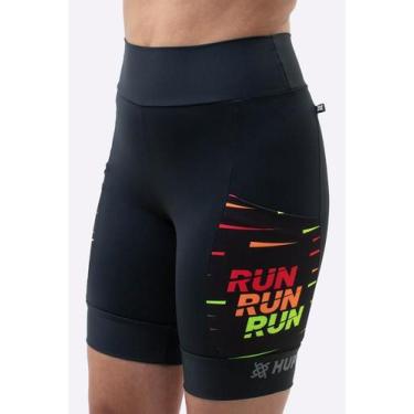 Imagem de Bermuda Compressão Feminina HUPI Longa Run Run Run, GG, Preto