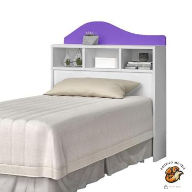 Imagem de Cabeceira Box Irlanda Solteiro Flex Branco Lilás J&A Móveis - J & A